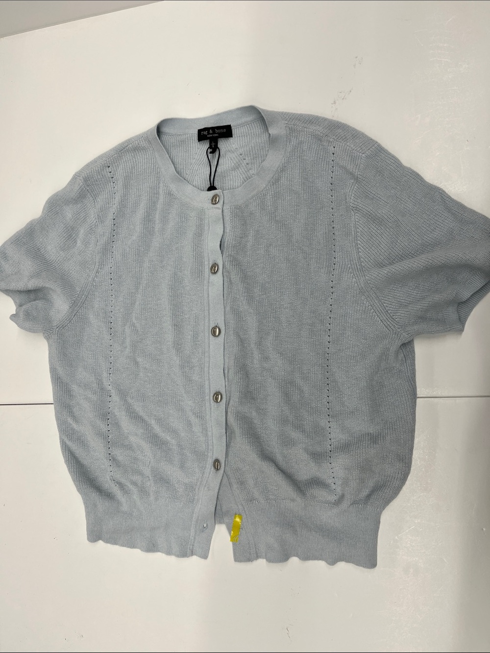 NEW Rag & Bone Dina Short-sleeve Cardigan In Light Blue Size Large